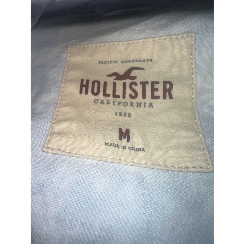 Hollister Floral Embroidered Distressed Denim Jacket Light Acid Wash Womens M - Picture 4 of 8